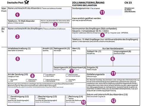 zollinhaltserklärung pdf